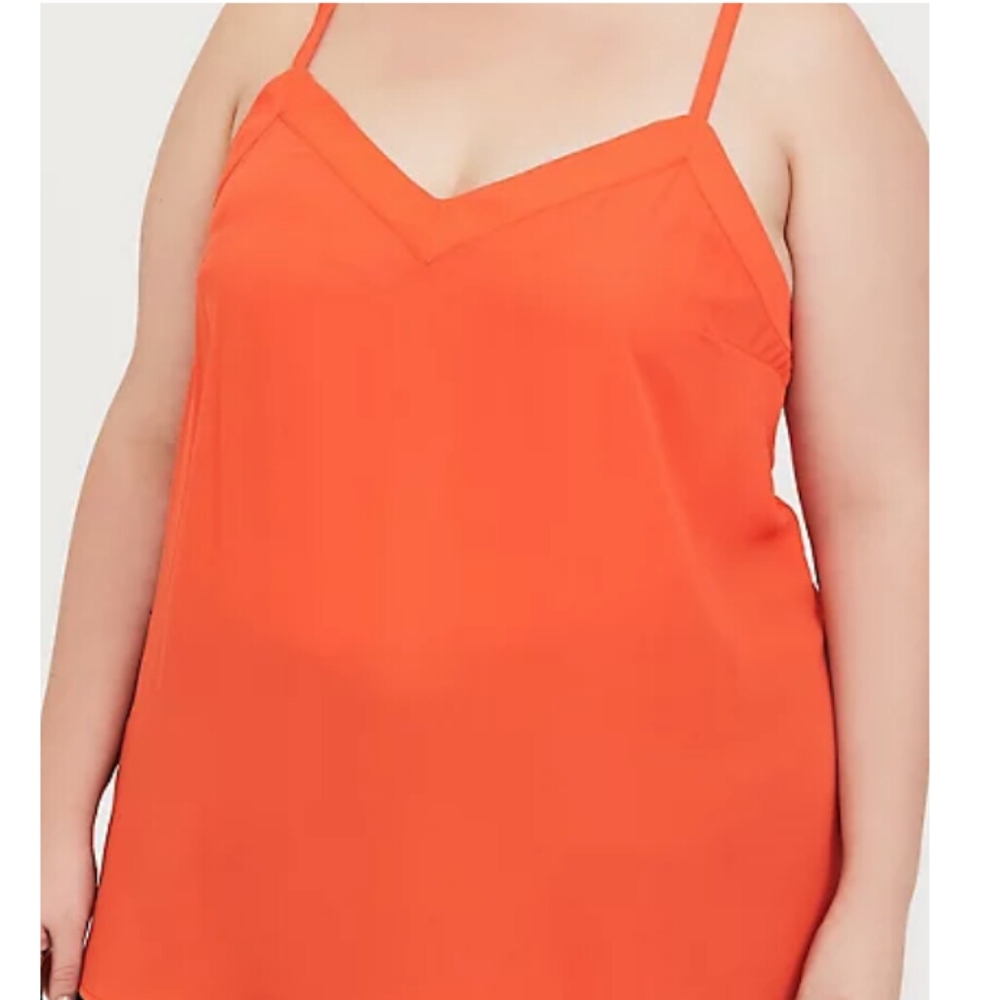 Torrid orange 100% polyester V-neck blouse top XL